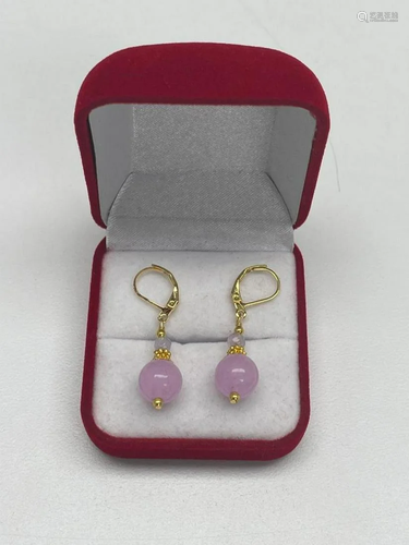 12MM Rose Quartz Gemstone Earrings 18k GP