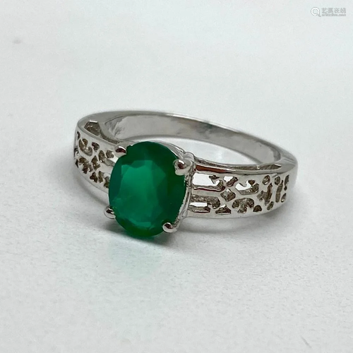 One of a Kind Jade and Austrian Crystal Gemstone Ring