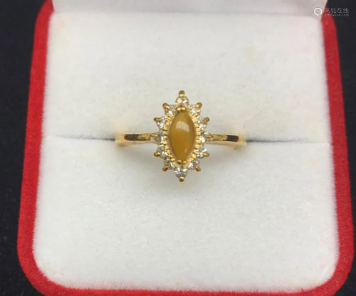 Radiant Citrine Gemstone Encased in Swarovski Crystals on an...