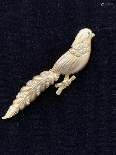 18KTGP Bird Brooch With Inset Austrian Crystals & Brilli...