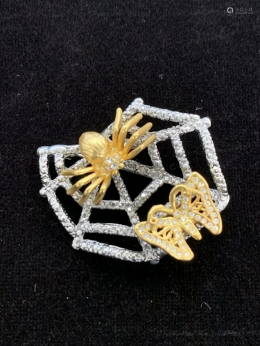 18KTGP Halloween Inspired Brooch With Detailed GP Spider and...