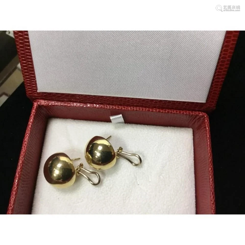 Pair of Ladies 14K Yellow Gold Vintage Full Moon Earrings