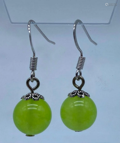 Grape Jadeite Gemstone Tibet silver Ear Drop Earrings