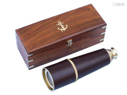 Deluxe Class Admiral's Brass - Leather Spyglass Telesco...