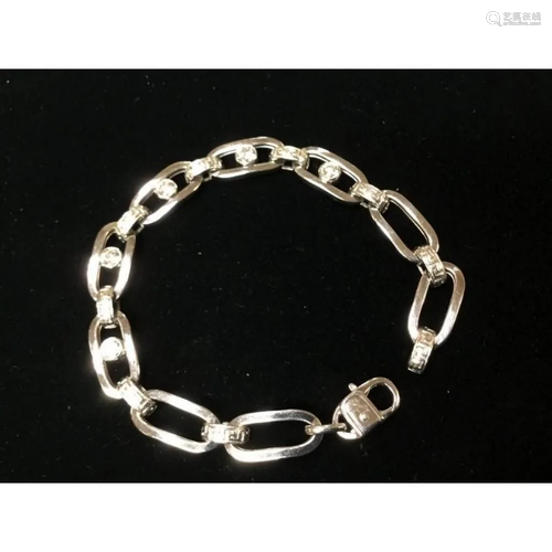 Exquisite Italian 14K White Gold Custom Designed Bracelet wi...