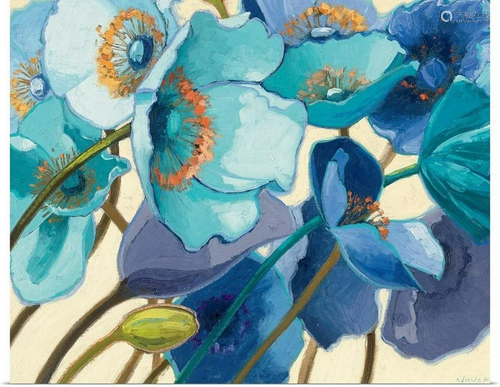 Le Pavots Bleu Wall Art By Shirley Novak Print