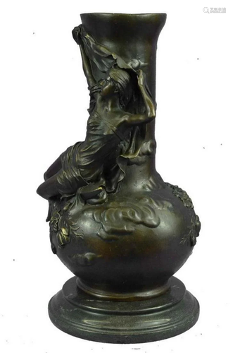 Art Nouveau bronze vase nude Girl Moreau Paris Statue Figure...