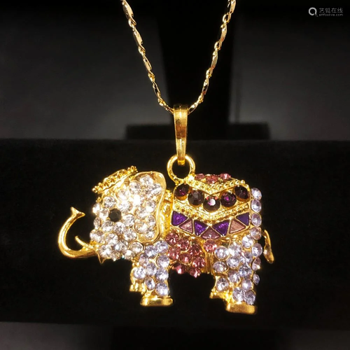 Bejeweled Purple And Gold Rhinestone Ganesh Chaturthi Elepha...