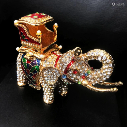 Faberge Inspired Elephant Trinket & Jewelry Box Made Cry...