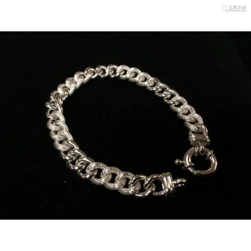 Brilliant Italian Custom Made 14K White Gold Cuban Link Brac...