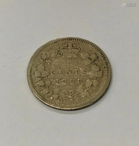 1898 Canadian VG Grade 5 Cent Coin