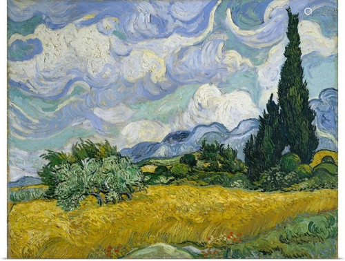 Wheat Field with Cypresses Wall Art By Vincent van Gogh Prin...