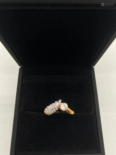 Classy Swarovski Crystal and 18KTGE Yellow Gold Ring