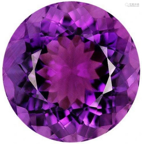 Rich Midnight Purple Natural Amethyst - Round Cut Graded AAA...