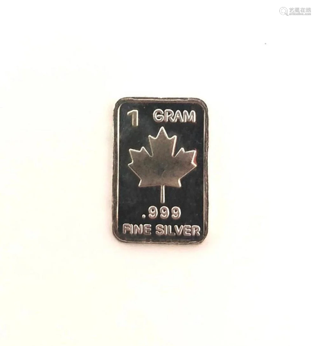 Novelty 1 Gram .999 Silver - Maple Leaf Bar