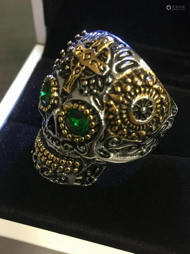 Large Mens Stainless Steel Skull Head Ring