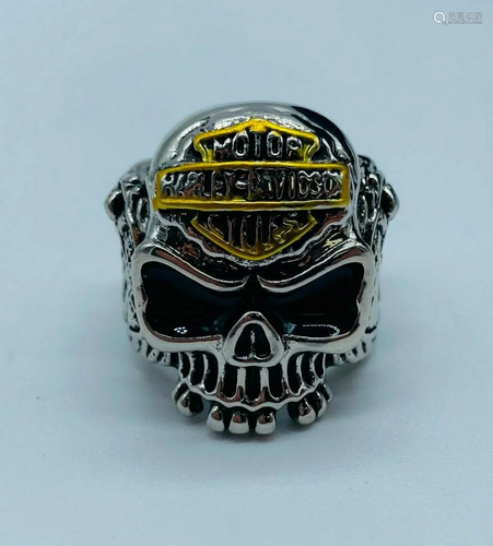 Mens Harley Davidson Skull Head Motorcycle Ring Size 10