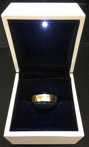 18kt Gold Plated Size 10 Men's Cross Band Ring With LED