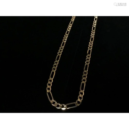 Hand Made Figaro Designed 10K Solid Yellow Gold Men's N...