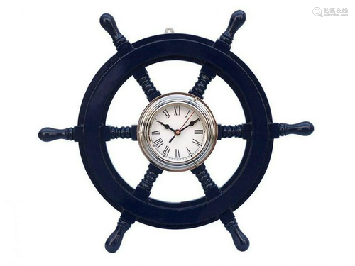 18" Deluxe Class Dark Blue Wood and Chrome Pirate Ship ...