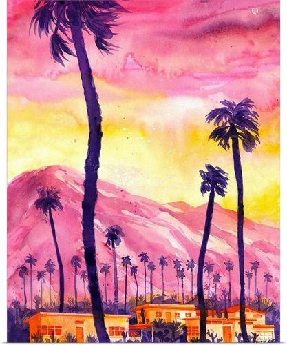 Sunset in Palm Springs, California Wall Art Print