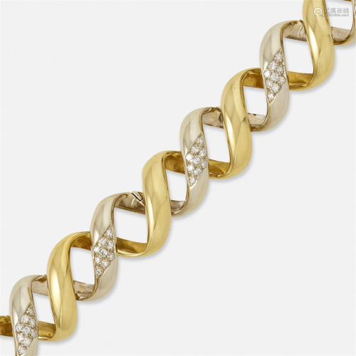 Diamond and bicolor gold bracelet