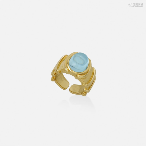 Marina B, Blue topaz and gold ring
