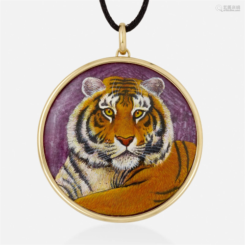 Michele della Valle, Enamel and ruby tiger brooch