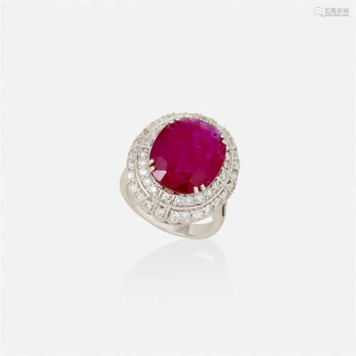 Ruby, diamond, and white gold ring