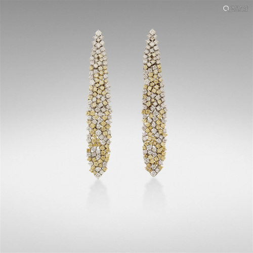 Diamond and fancy colored diamond earrings