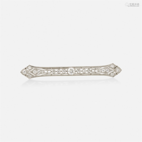 Art Deco, Filigree diamond bar brooch