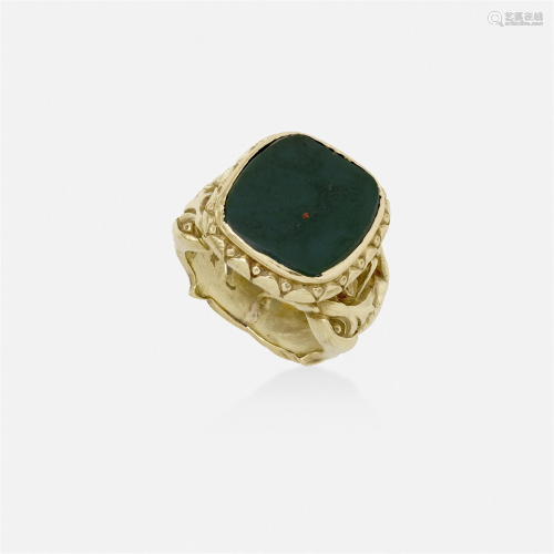 Antique, Bloodstone and gold ring