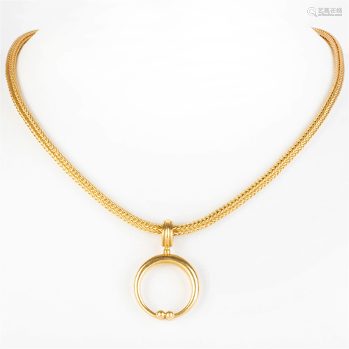 18k Gold Woven Pendant Necklace