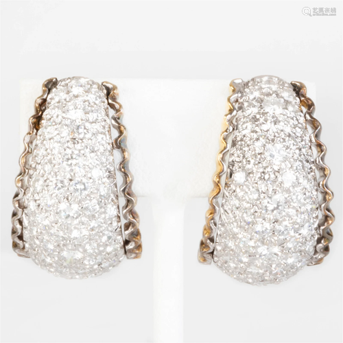 Pair of Gold and Diamond Earrings