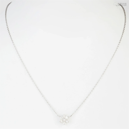 Platinum and Diamond Star Pendant Necklace