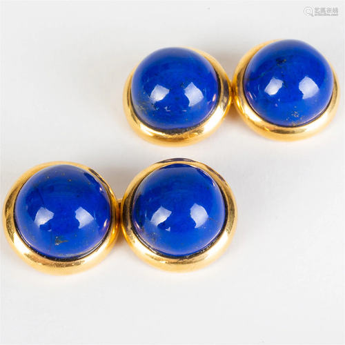 Pair of 18k Gold and Lapis Lazuli Cufflinks