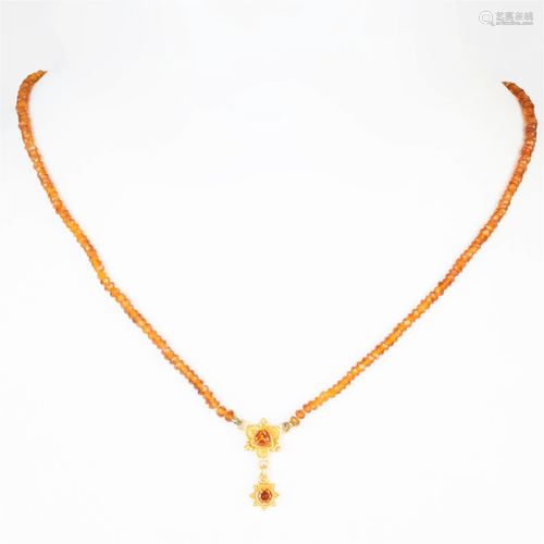 22k Gold and Citrine Beaded Necklace