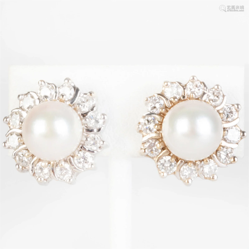 18k White Gold, Diamond and Mabe Pearl Earrings