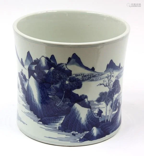 BLUE AND WHITE BRUSH POT