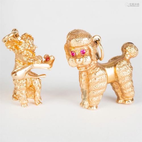 Two 14k Gold Dog Charms