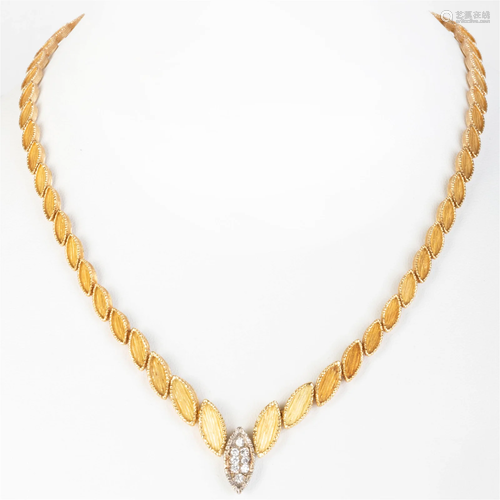 14k Gold and Diamond Articulated Necklace