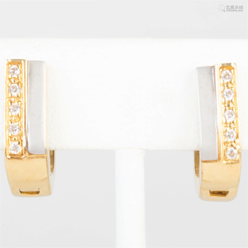 Pair of 14k Gold and Diamond U-Shape Earrings and a Pair of ...