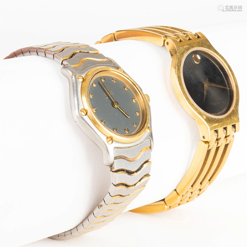 Ebel 18k Gold and Stainless Steel Wristwatch and Movado Stai...