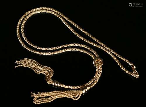 Collier négligé en or jaune.L_ 51 cm.23.22 grammes, 18K, 750...