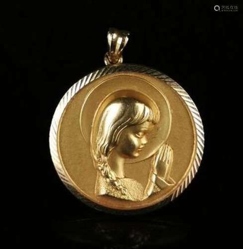 Médaille religieuse en or jaune.D_3 cm.9,37 grammes, 18K, 75...