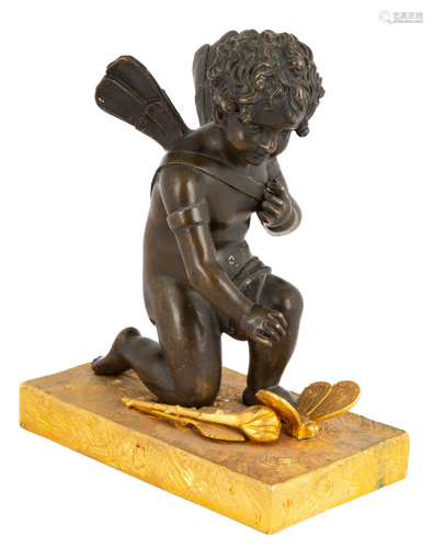 Bronze Cherub with Butterfly