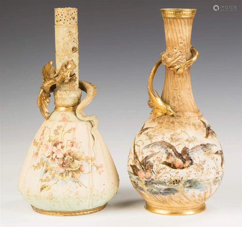 Two Teplitz Hand Painted Vases