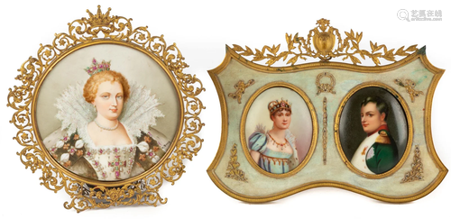 French Portrait Miniatures of Napoleon and Josephine, Portra...