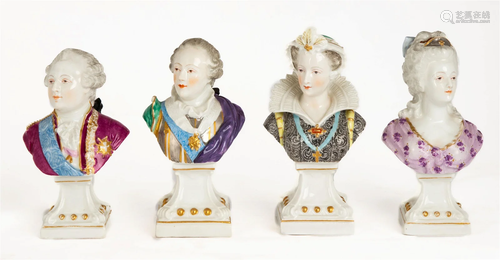 (4) Dresden Porcelain Busts