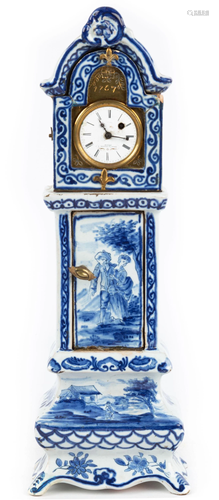 Delft Pottery Miniature Tallcase Clock